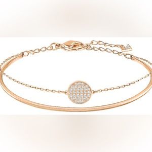 Swarovski Romance Crystal Round Charm Bangle ( rose gold)